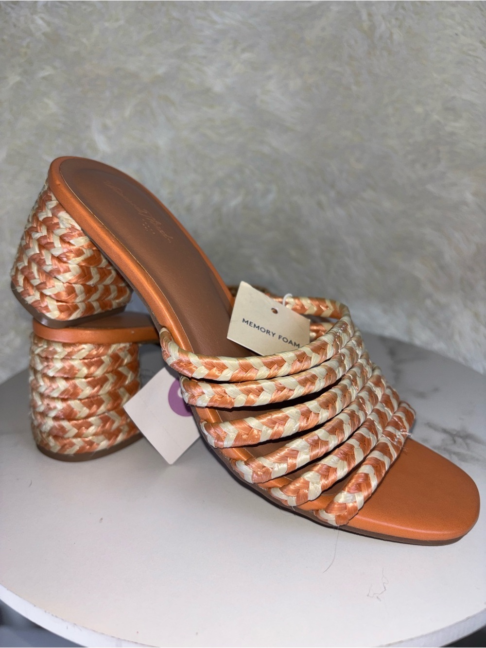 Woven Strap Slide Sandals - Orange